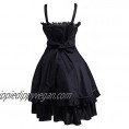 Ainclu Womens Gothic Black Sleeveless Ruffles Goth Lace Summer Cute Lolita Dress
