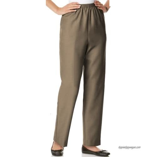 Alfred Dunner Petite Classic Solid Pull On Pants 12 Tan
