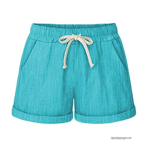 AvaCostume Women's Summer Drawstring Elastic Waist Beach Casual Cotton Shorts