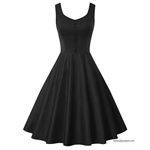 Belle Poque Homecoming 1950s Retro Vintage Sleeveless V-Neck Flared A-Line Dress BP416