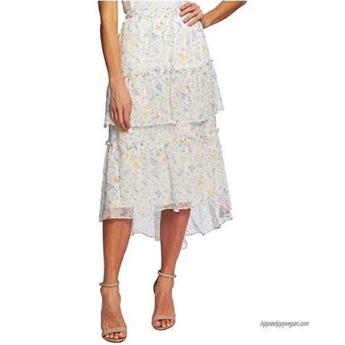 CeCe Provence Floral Tiered Ruffle Skirt