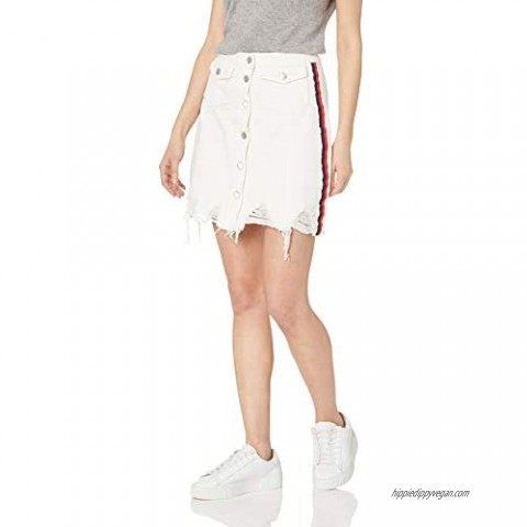 CG JEANS Cute Ruffle Ripped Short Pencil Denim Jeans Skirt for Women