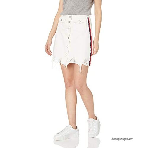CG JEANS Cute Ruffle Ripped Short Pencil Denim Jeans Skirt for Women