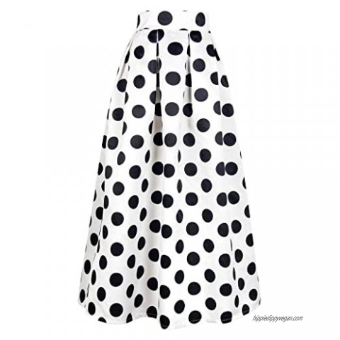 CHOiES record your inspired fashion Women's White Contrast Polka Dot Print Maxi Skirt