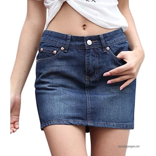 chouyatou Women's Casual Work Wear Mini Denim Jean Skirt