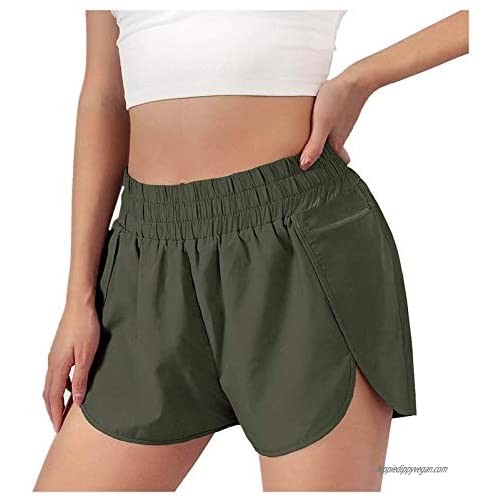 COMVALUE Womens Shorts for Summer Women's Solid Elastic Waist Casual Comfy Beach Sports Shorts with Pocket