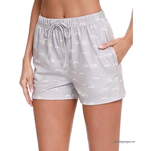 Doaraha Womens Shorts for Summer Comfy Drawstring Pajamas Shorts Casual Elastic Wasitband Print Shorts with Pockets