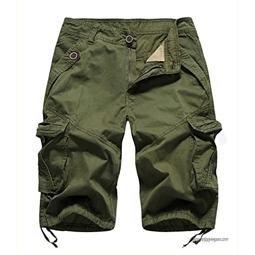 FOURSTEEDS Womens Casual Loose Fit Multi-Pocket Camouflage Twill Bermuda Cargo Shorts with Belt