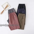 Minibee Women's Elastic Waist Casual Crop Linen Pull On Pants