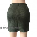 PROGRACE Women's Vintage Lace Up High Waist Bodycon Faux Suede Mini Skirt