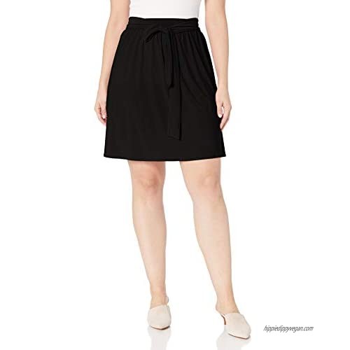 Star Vixen Women's Plus-Size Knee-Length Full Skater Skirt with Self-Tie Bow Belt