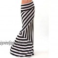 TOPUNDER Maxi Skirts for Women High Waist Striped Fold Over Stretch Long Skirt