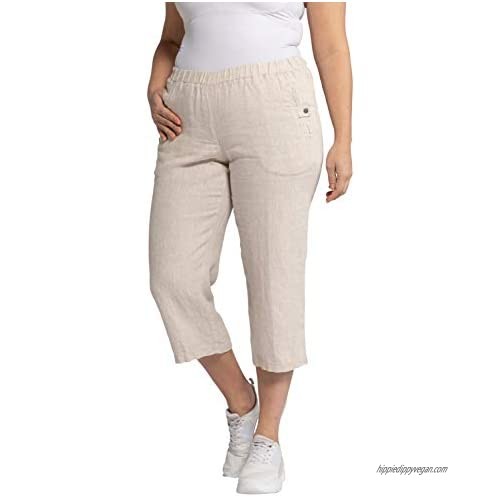 Ulla Popken Womenswear Plus Size Curvy Oversize Wide Leg Linen Pants 667051