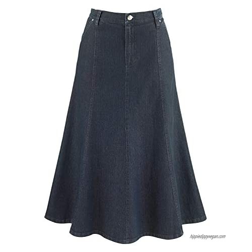 Women's 8-Gore Denim Riding Maxi Skirt - Dark Blue - 31.5" Long - Size 22W