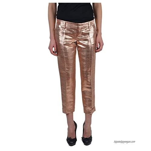 DSQUARED2 Women's Pink Sparkle Silk Wool Flat Front Cropped Pants US 4 IT 40