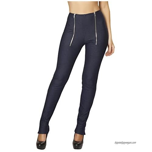 Roma Women's Slim Pants with Double Front and Zip Up Cuffs