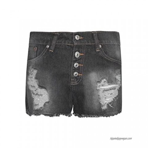 Be Jealous BeJealous Womens Buttons Denim Raw Edges Rip Destroyed High Waisted Faded Shorts