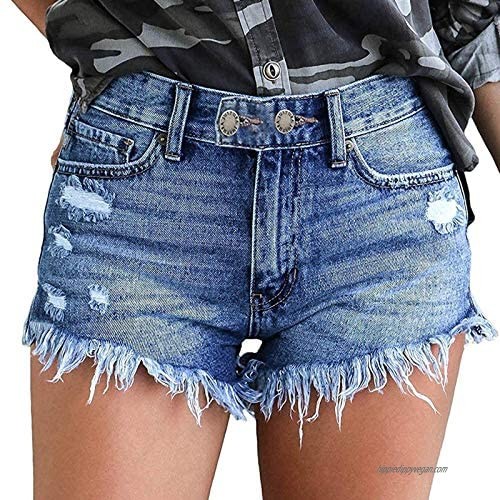 Beppter Cut Off Denim Shorts for Women Frayed Distressed Comfy Stretchy Jean Short Cute Mid Rise Ripped Hot Shorts