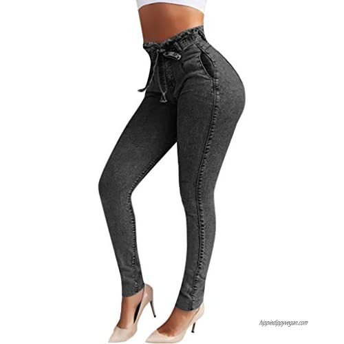 Forthery New Womens Denim Jeans Casual Tassel Loose Denim Slim Fit Jeans Comfy Stretch Skinny Jeans