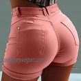 Forthery Womens 2019 New Summer Short Jeans Elastic High Waist Pocketed Paper Bag Loose Denim Short With Waist Tie
