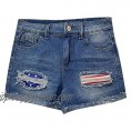 Jean Shorts for Women Frayed Distressed American Flag Print Casual Denim Shorts High Waist Ripped Hot Shorts with Pockets