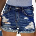 Women's Fashion Denim Shorts Frayed Raw Hem Ripped Jeans Shorts