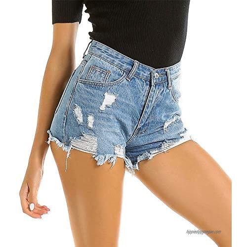 Women's Juniors Teen Girls Stretch Summer Denim Shorts Ripped Frayed Enhancing Denim Shorts Jeans