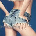 Women's Nightclub Sexy Denim Mini Shorts  Low Waist Fray Hem Hot Pants Summer Jeans Shorts