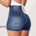 WUAI Ripped Jean Shorts for Women Plus Size High Waisted Stretchy Distressed Denim Jeans Shorts