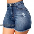 Yowein Womens Denim Shorts High Waist Ripped Hole Washed Distressed Cuttoff Above Knee Length Stretch Ripped Short Jeans