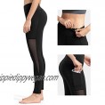 ALONG FIT Women's Mesh Yoga Leggings with Side Pockets Tummy Control Workout Running Capris High Waist Yoga Pants