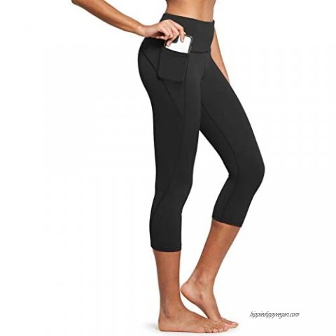 BALEAF Women's High Waisted Yoga Capris w Side Pockets Workout Cropped Leggings Running Capris Pants