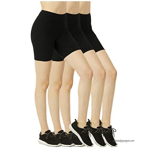 Cotton Leggings - Women's Mid Thigh 15" Short Cotton Leggings - 3 in a Pack