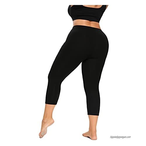 ELISS Women's Plus Size Modal Capri Leggings Soft and Stretchy Cropped Legging 3/4 Length Pants