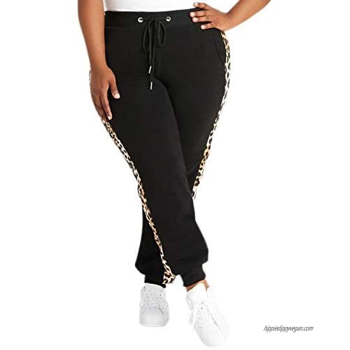 PYL Women Plus Size Camo Long Pants Casual  Activewear Jogger High Waist Legging Sweatpants Loose Fit with Pocket (L-6XL)