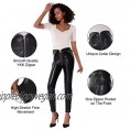 Tagoo Faux Leather Leggings for Women High Waisted Shiny Pleather Pants with Zipper Collar Design