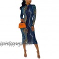 ECHOINE Women Elegant Floral Print V Neck Short Sleeve Zip Stretchy Pencil Midi Bodycon Dress Business Suiting