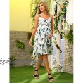 Maacie Maternity Summer Casual Dress Floral V-Neck Sleeveless Spaghetti Strap Sundress