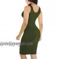 Meenew Women's Sleeveless Scoop Neck Knee Length Casual Bodycon Tank Dress