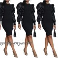 Women's Long Sleeve V Neck Colorblock One Off Shoulder Irregular Slim Sexy Bodycon Business Mini Dress