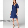  Brand - Truth & Fable Women's Mini Chiffon Wrap Dress With Bell Sleeves
