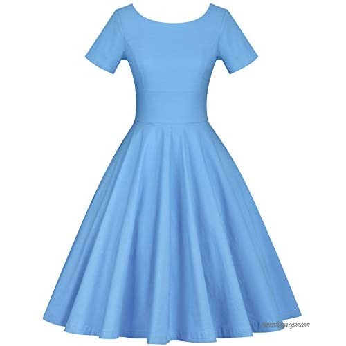 GownTown Women's 1950s Vintage Dresses Cap Sleeves Cocktail Stretchy Dresses with Pocket