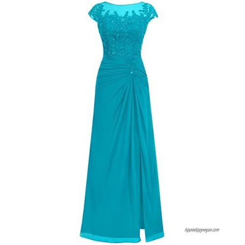 Prom Dress with Split Long Formal Evening Gowns Chiffon Prom Dresses Lace