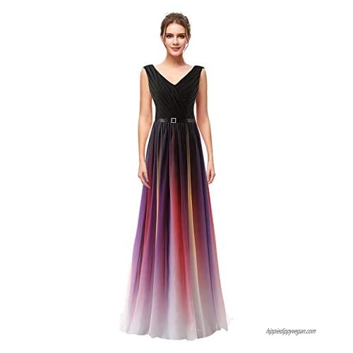 Sarahbridal Women's Long Chiffon Prom Dresses Formal Evening Ball Gowns Gradient Color