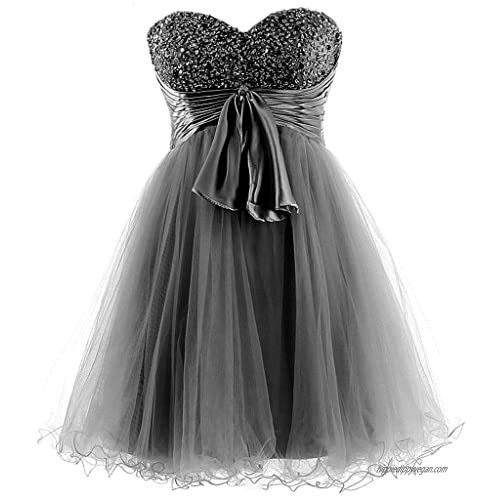 Snowskite Womens Sweetheart Short Tulle Beaded Prom Cocktail Dress Homecoming Dress