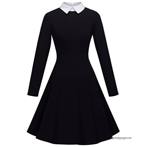 HOMEYEE Women's Doll Collar Wear to Work Swing A-Line Party Casual Dress A016