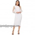 SheIn Women's Elegant Mesh Contrast Long Bishop Sleeve Bodycon Pencil Dress