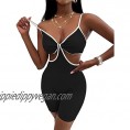 Dgebou Women's Sexy Bodycon Jumpsuit  Sleeveless Club Outfits Spaghetti Strap Cut Out Skinny Short Romper Clubwear