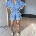 IyMoo Womens Sexy Jeans Jumpsuits - Button Down Ripped Distressed Demin Jean Shorts Romper Jumpsuits