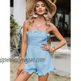 Lovinchic Women's Summer Sexy Off Shoulder Rompers Cute Ruffle Strapless Short Jumpsuits